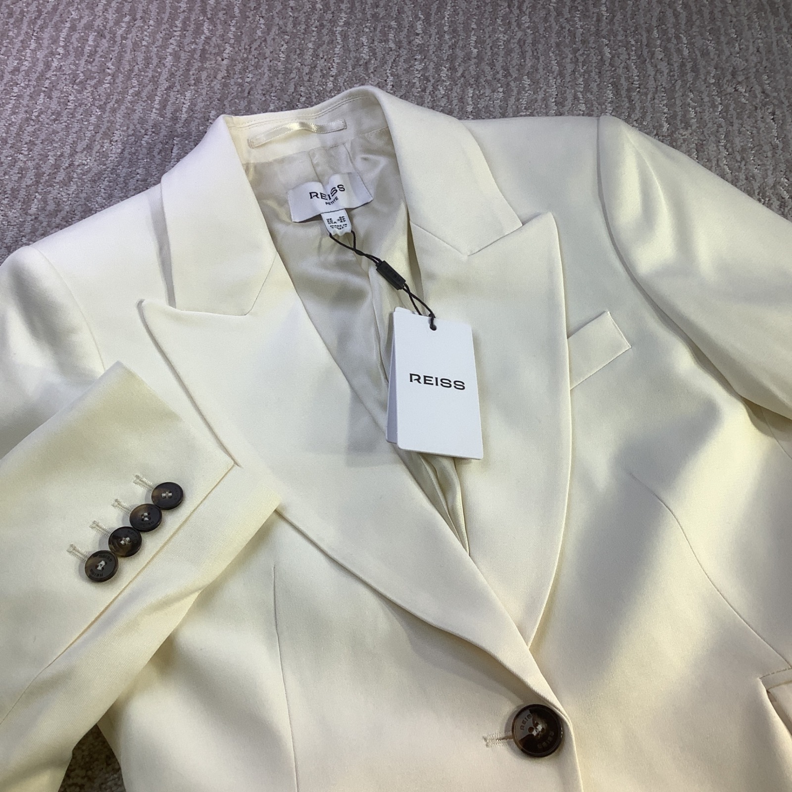 Reiss Millie Single Breasted Tailored Blazer Cream Us 4 Petite Nwt